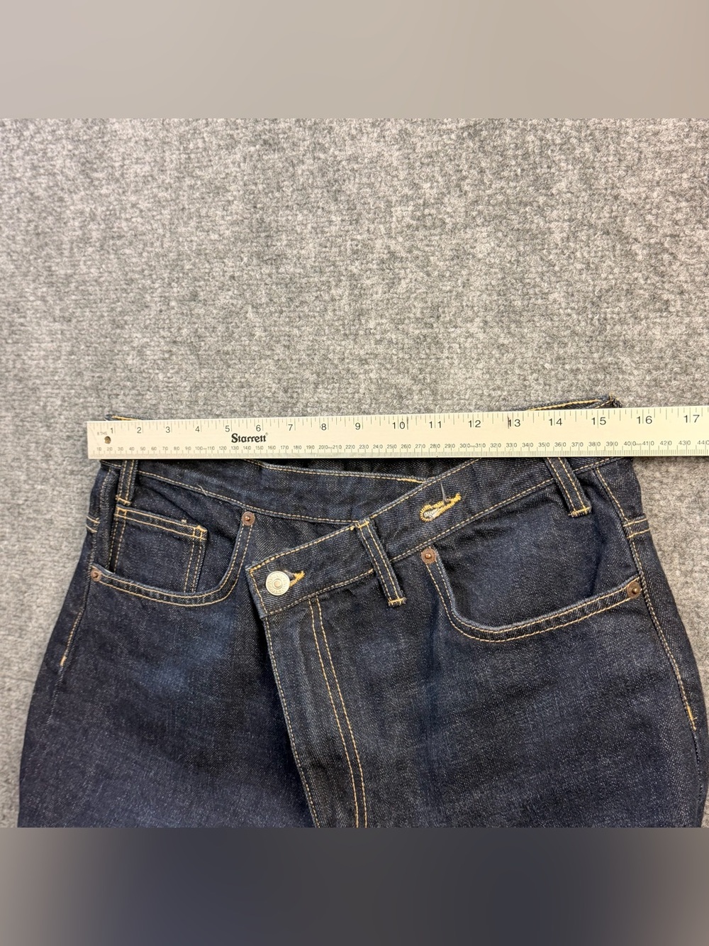 Zara Women’s Size 10 Asymmetrical Crossover Waist Wide Leg Dark Wash Jeans - Picture 12 of 14